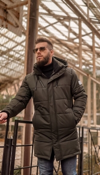 Чоловіча тепла чорна зимова куртка з капюшоном Z-305 