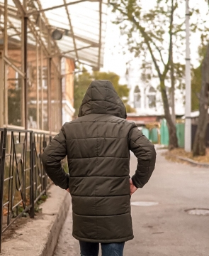 Чоловіча тепла чорна зимова куртка з капюшоном Z-305 