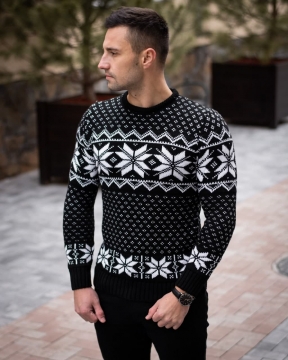 Мужской темный свитер с узорами (3 цвета) Т-454