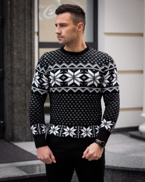Мужской темный свитер с узорами (3 цвета) Т-454