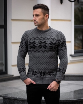 Мужской темный свитер с узорами (3 цвета) Т-454