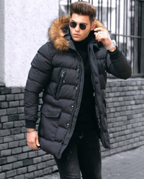 Стильна чоловіча зимова куртка з хутром Z-308