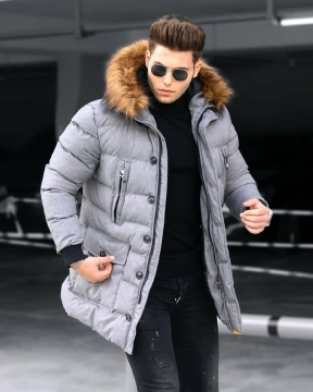 Стильна чоловіча зимова куртка з хутром Z-308