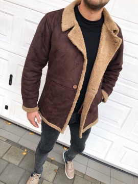 Мужская коричневая дубленка с мехом Z-310