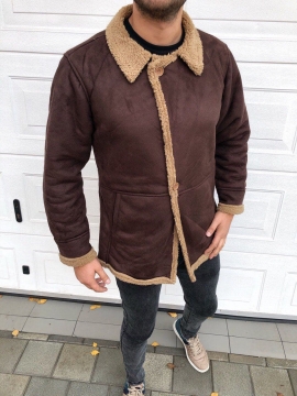 Мужская коричневая дубленка с мехом Z-310
