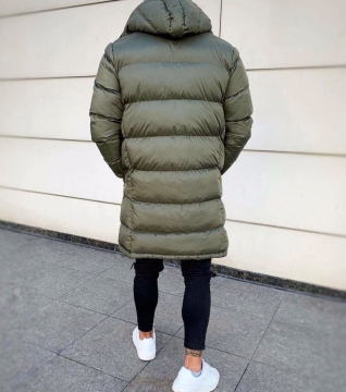 Зелена зимова чоловіча довга куртка з капюшоном Z-312 