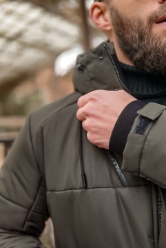 Чоловіча зимова куртка Riccardo з капюшоном кольору хакі Z-317 