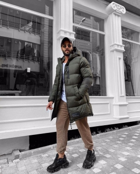 Удлиненная модная длинная теплая куртка с капюшоном Z-324