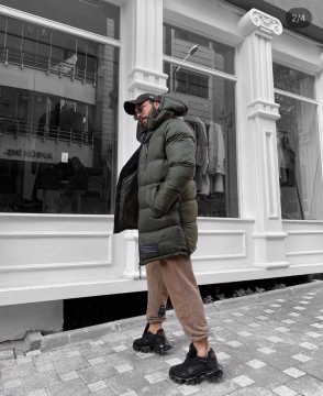 Удлиненная модная длинная теплая куртка с капюшоном Z-324