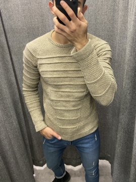 Мужской свитер с текстурными вставками Т-470