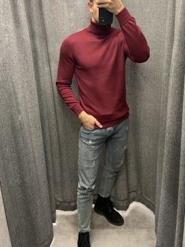 Бордовый мужской турецкий гольф Т-471