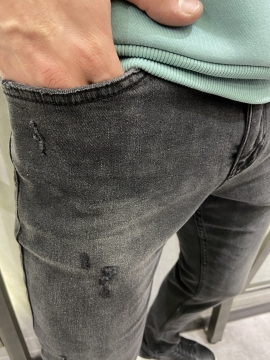Модные мужские темно серые джинсы D-442