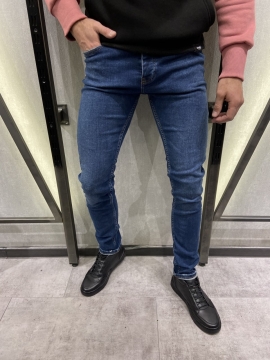 Темно синие однотонные джинсы D-443