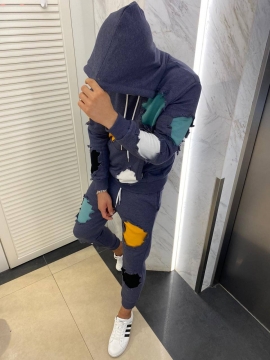 Рваный молодежный спортивный костюм К-291