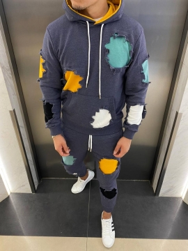 Рваный молодежный спортивный костюм К-291