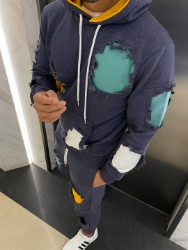 Рваный молодежный спортивный костюм К-291