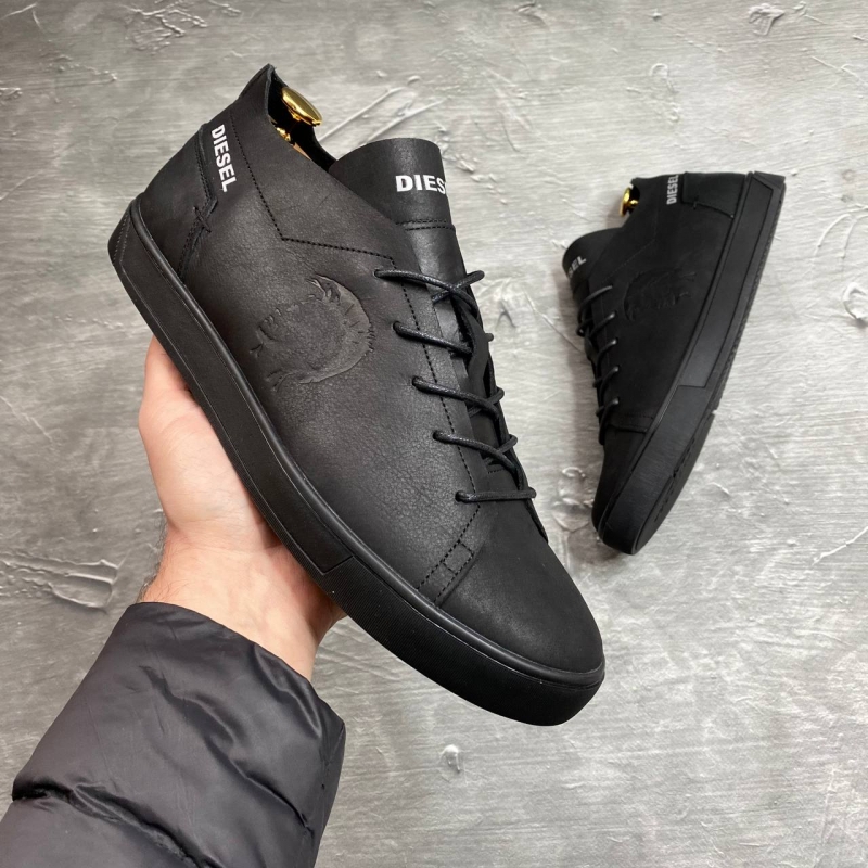 Черные мужские кожаные кеды Diesel Т-344