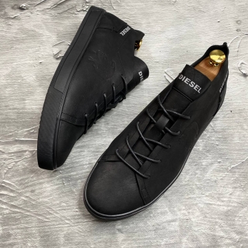 Черные мужские кожаные кеды Diesel Т-344