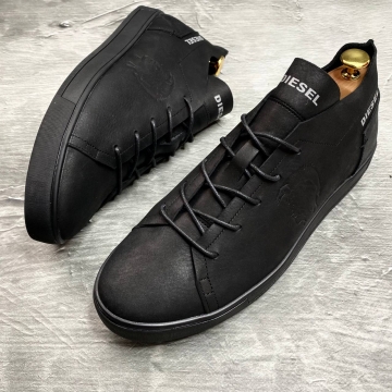 Черные мужские кожаные кеды Diesel Т-344