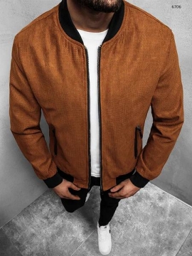 Коричневий чоловічий замшевий бомбер К-428