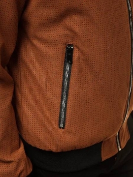 Коричневий чоловічий замшевий бомбер К-428