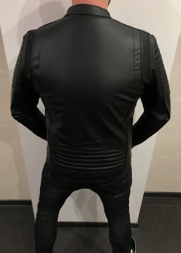 Стильная мужская куртка из экокожи стойка К-339-1