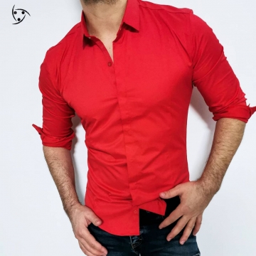 Червона чоловіча сорочка з довгим рукавом Р-928