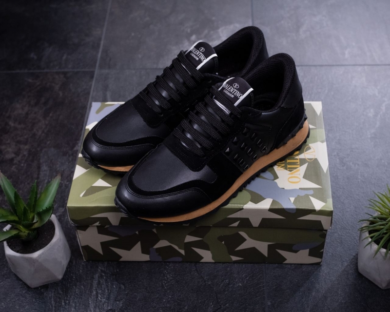 Модные черные мужские кроссовки Valentino Т-388