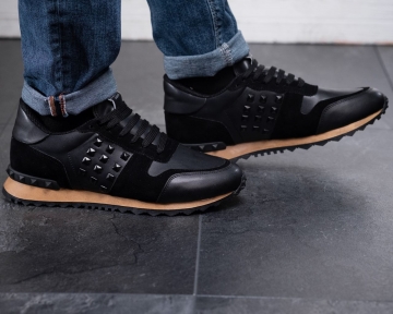 Модные черные мужские кроссовки Valentino Т-388