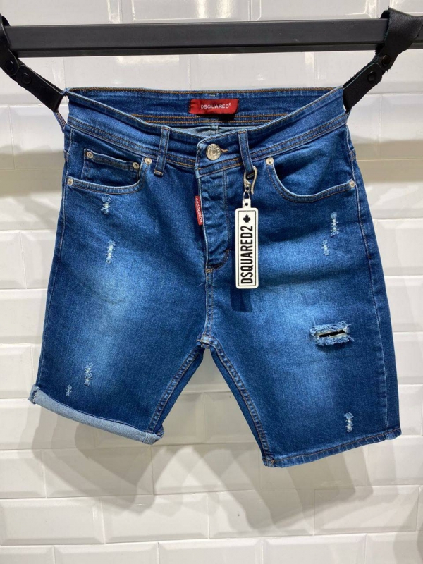Темно синие мужские джинсовые шорты Dsquared С-227
