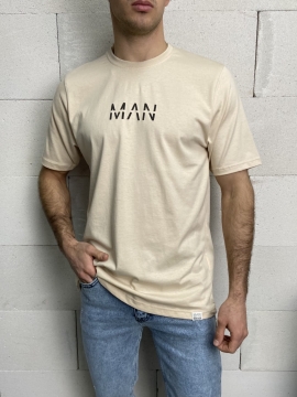 Стильна бежева чоловіча однотонна футболка Man Ф-789