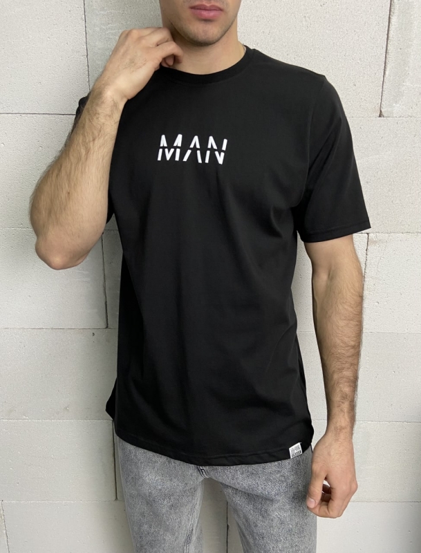 Черная однотонная мужская футболка Man Ф-791