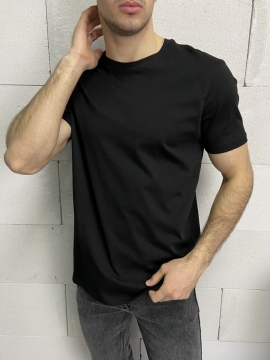 Базовая черная мужская однотонная футболка Ф-795