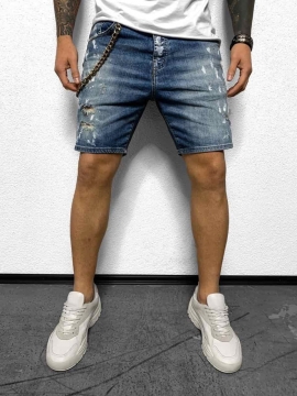 Модные мужские рваные джинсовые шорты С-237