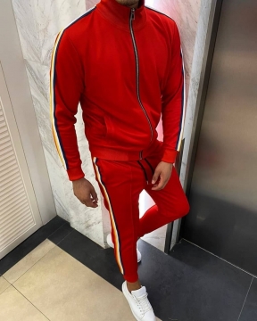 Красный спортивный мужской костюм на весну К-350