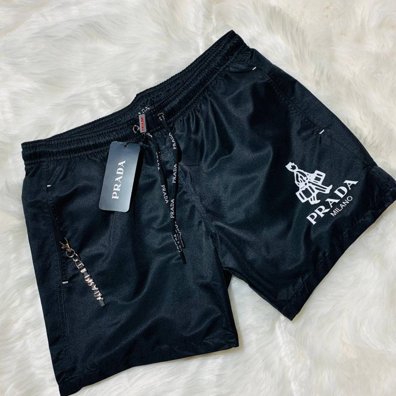 Черные мужские брендовые пляжные шорты Prada С-243
