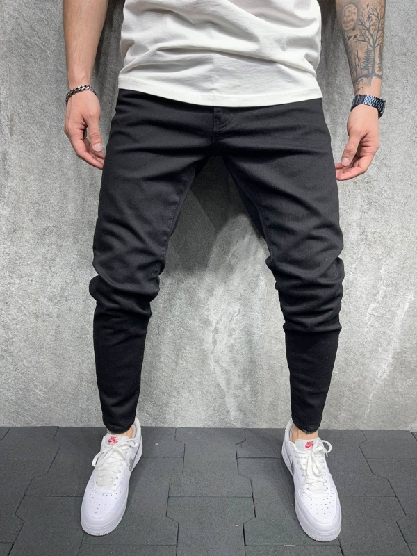 Чорні чоловічі базові джинси D-491