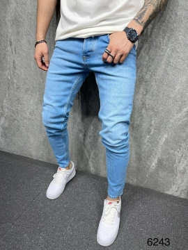 Блакитні чоловічі однотонні джинси D-501