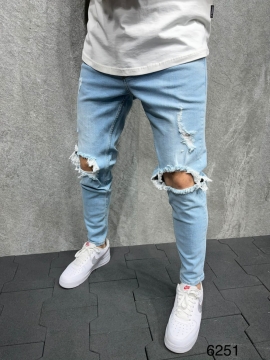 Блакитні рвані джинси D-508
