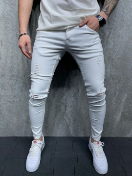 Чоловічі білі модні джинси D-512