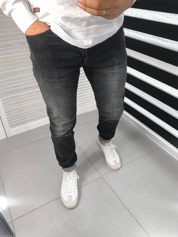 Стильные мужские темно серые джинсы D-513