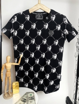 Модная брендовая мужская футболка Plein с черепами Ф-891