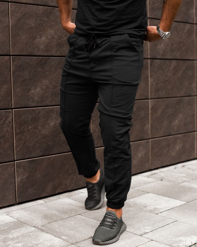 Мужские черные штаны с резинкой внизу Б-271 купить в интернет магазинеFashion-ua в Украине