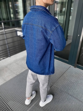 Джинсова модна синя рвана сорочка Р-976