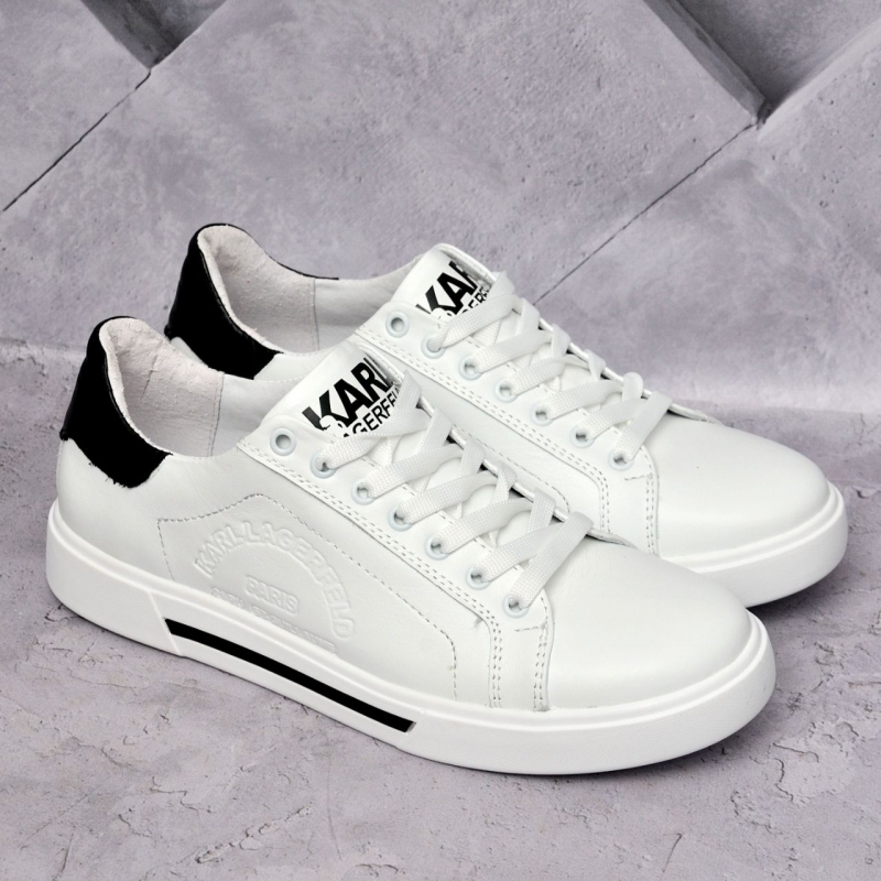 Білі чоловічі шкіряні кеди Karl Lagerfeld Т-412