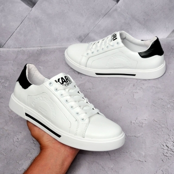 Білі чоловічі шкіряні кеди Karl Lagerfeld Т-412