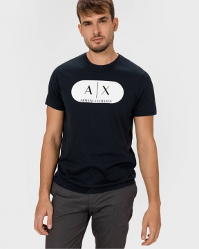 Стильна чорна брендова футболка Армані Ф-908