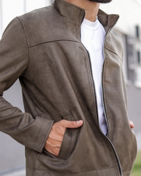 Стильний чоловічий темний замшевий бомбер К-509