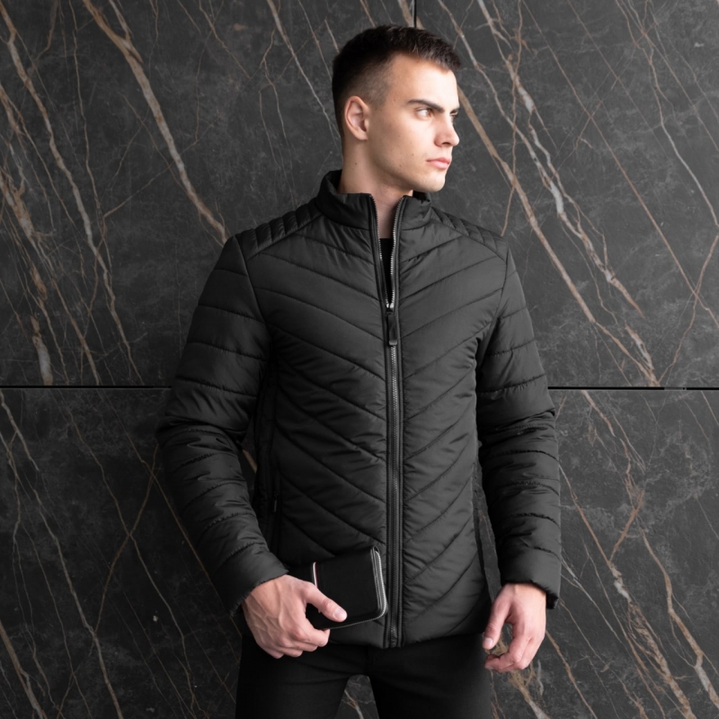 Стильная мужская черная демисезонная куртка К-519
