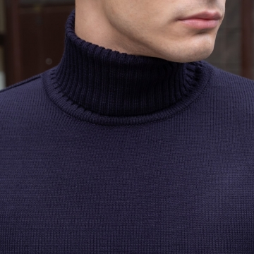 Темно синій чоловічий осінній светр під горло Т-538